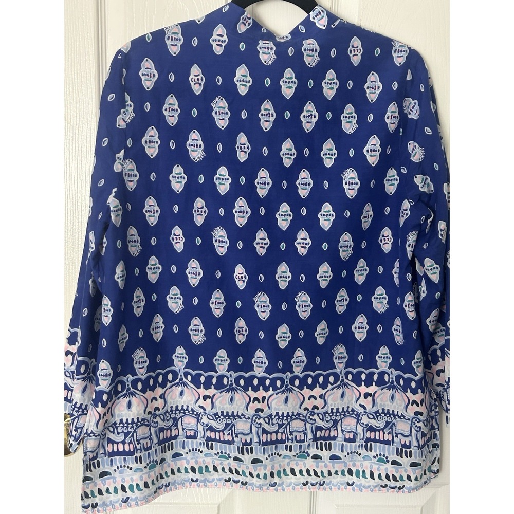 Lilly Pulitzer Lapis Engineered Asani Tunic M Blues Pinks Elephants Boho - Picture 2 of 12